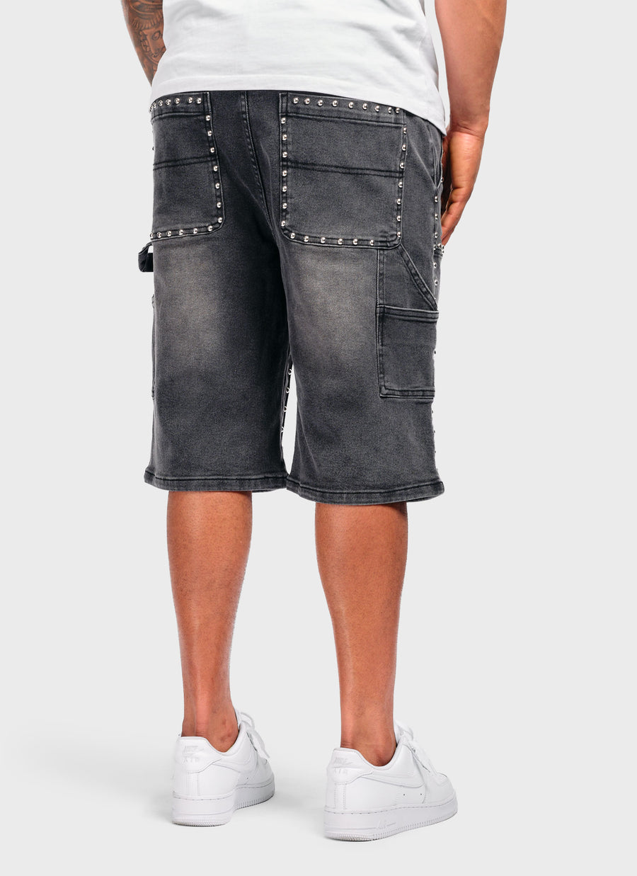 Vintage Double Studded Carpenter Denim Shorts - Black