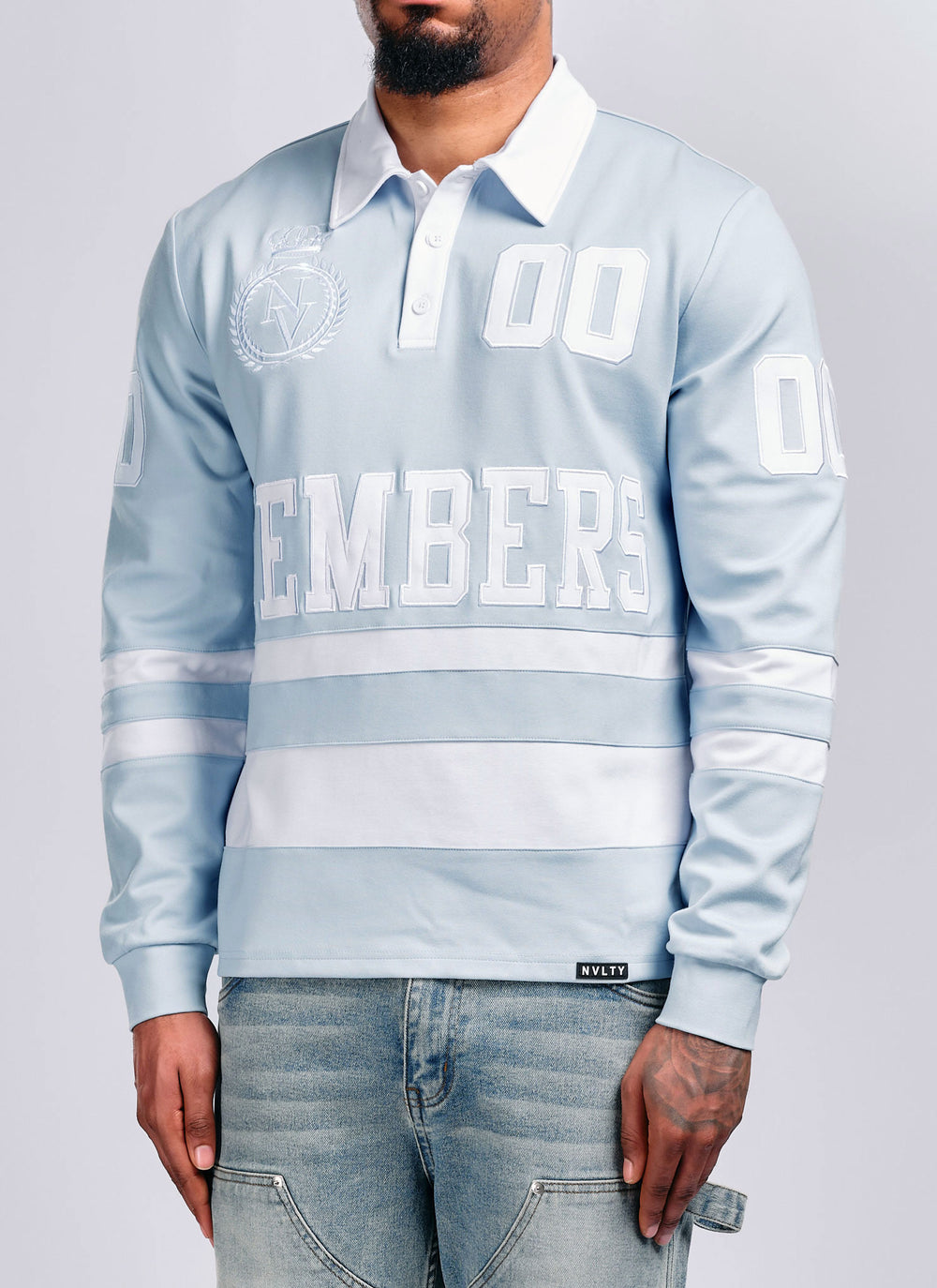 Members Royal Rugby Shirt - Baby Blue