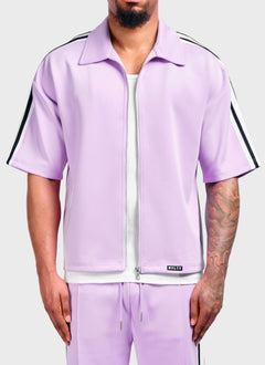 Panelled Luxe Track Shirt - Purple
