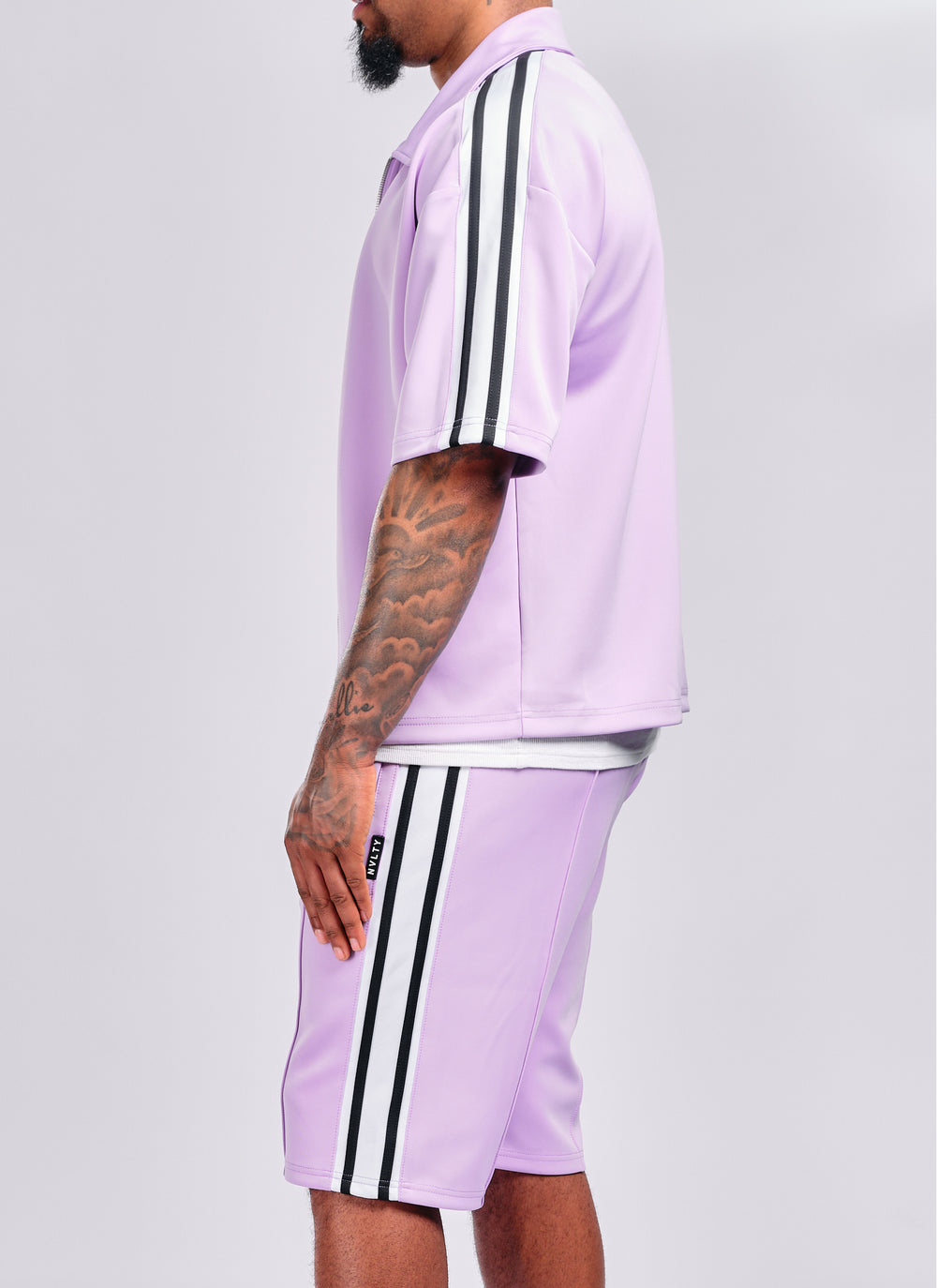 Panelled Luxe Track Shirt - Purple