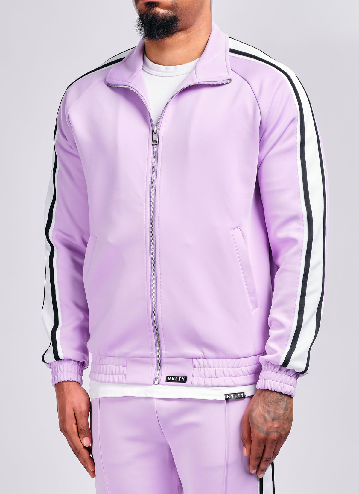 Panelled Luxe Track Jacket - Purple