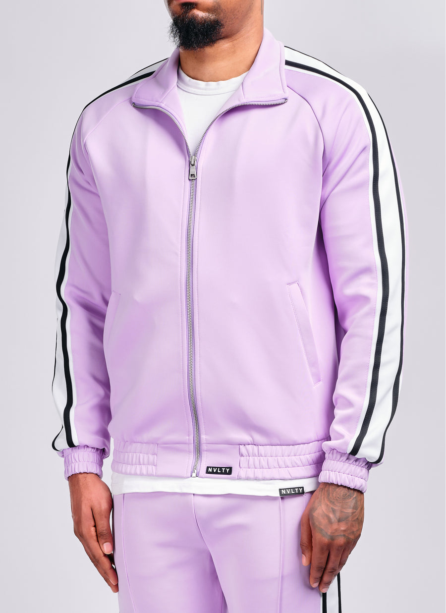 Panelled Luxe Track Jacket - Purple