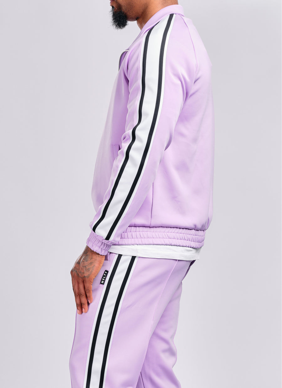 Panelled Luxe Track Jacket - Purple