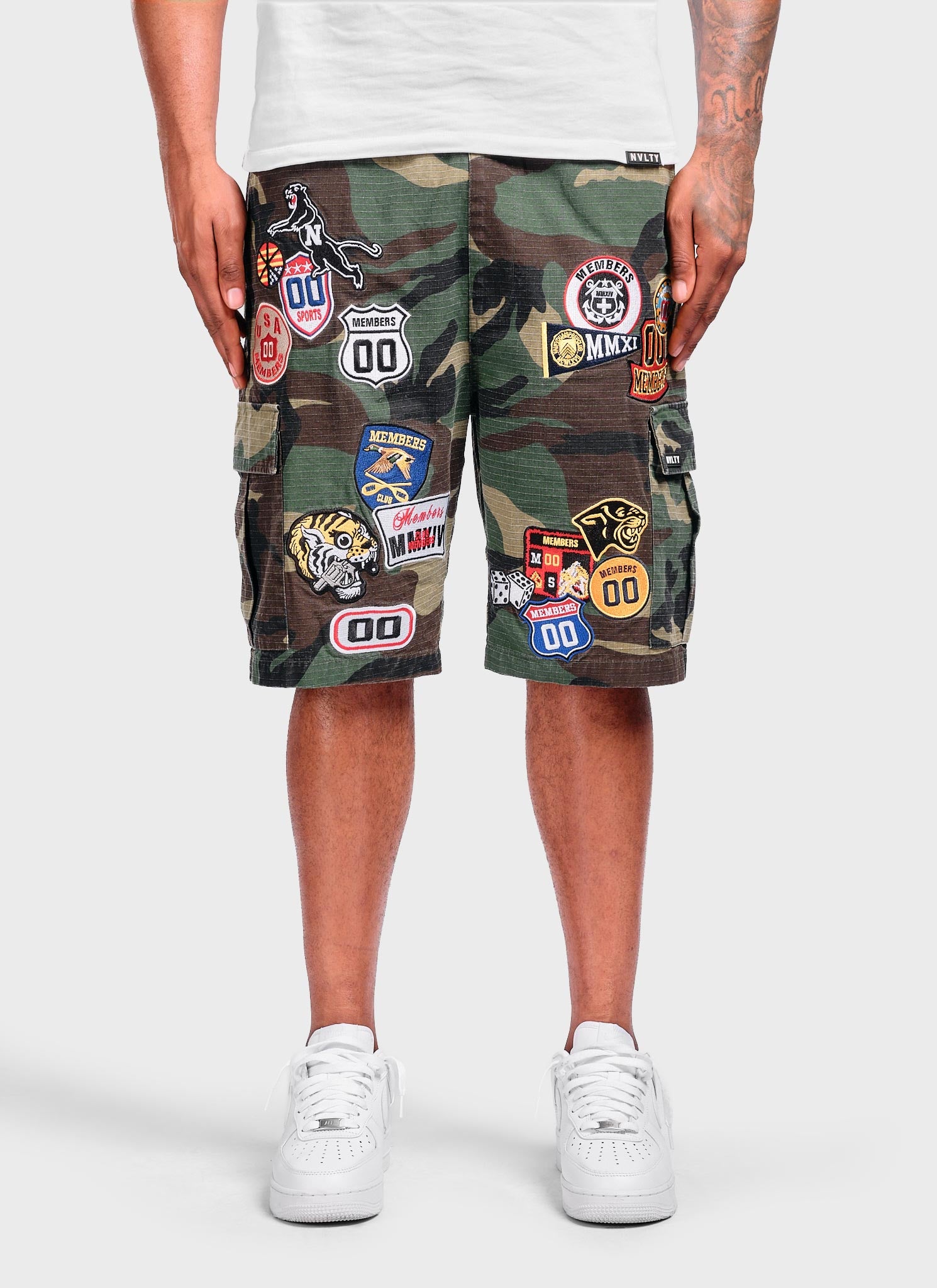 Vintage Patch Cargo Shorts - Camo – N V L T Y