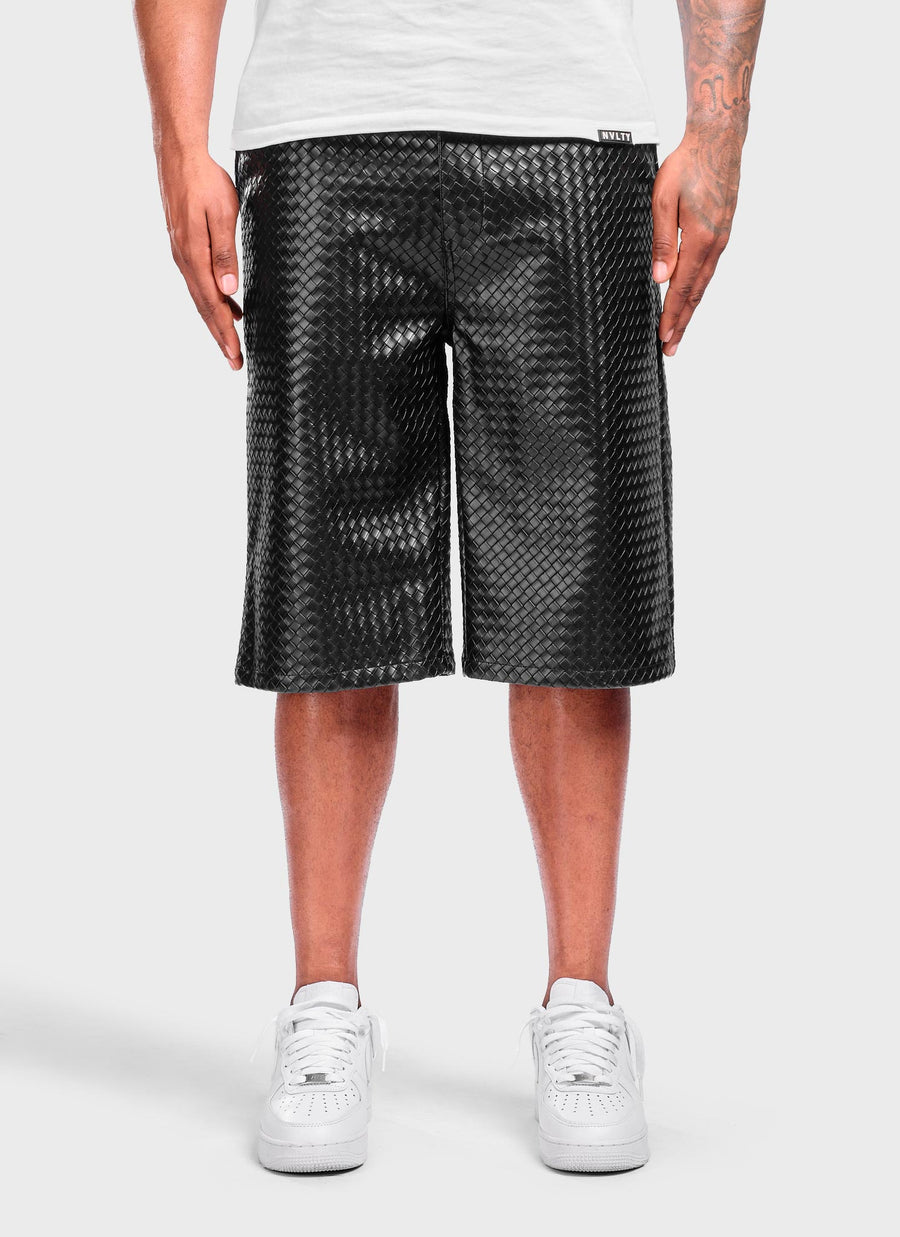 Leather Interlock Shorts - Black