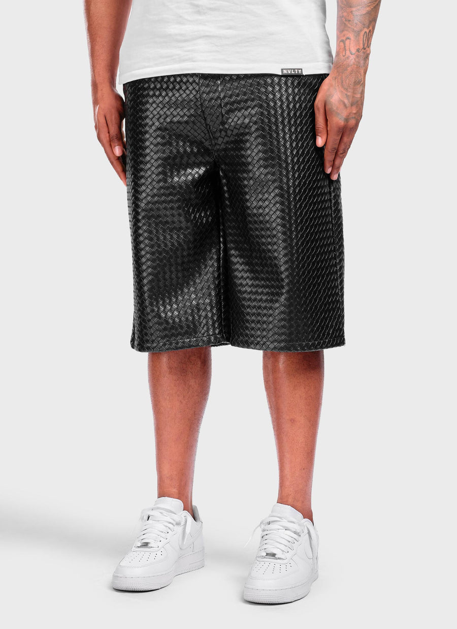 Leather Interlock Shorts - Black