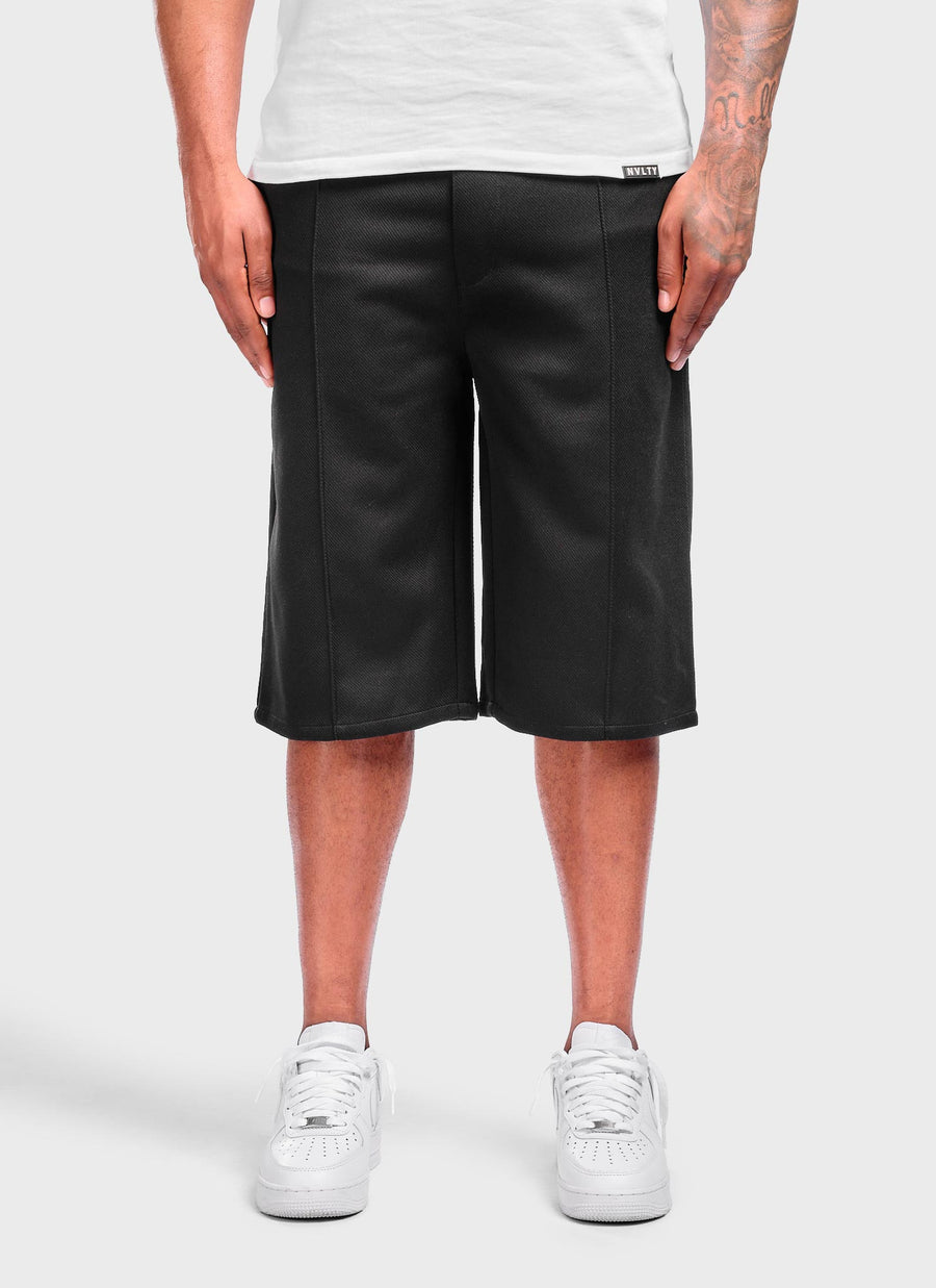 Twill Pleat Shorts - Black