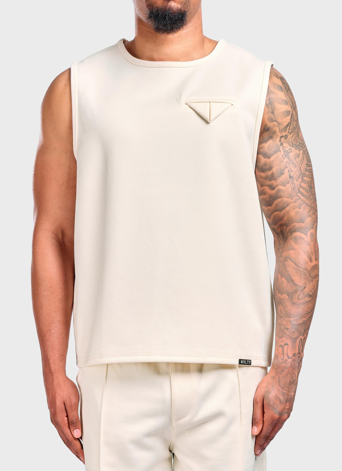 Twill Pocket Square Sleeveless - Ivory