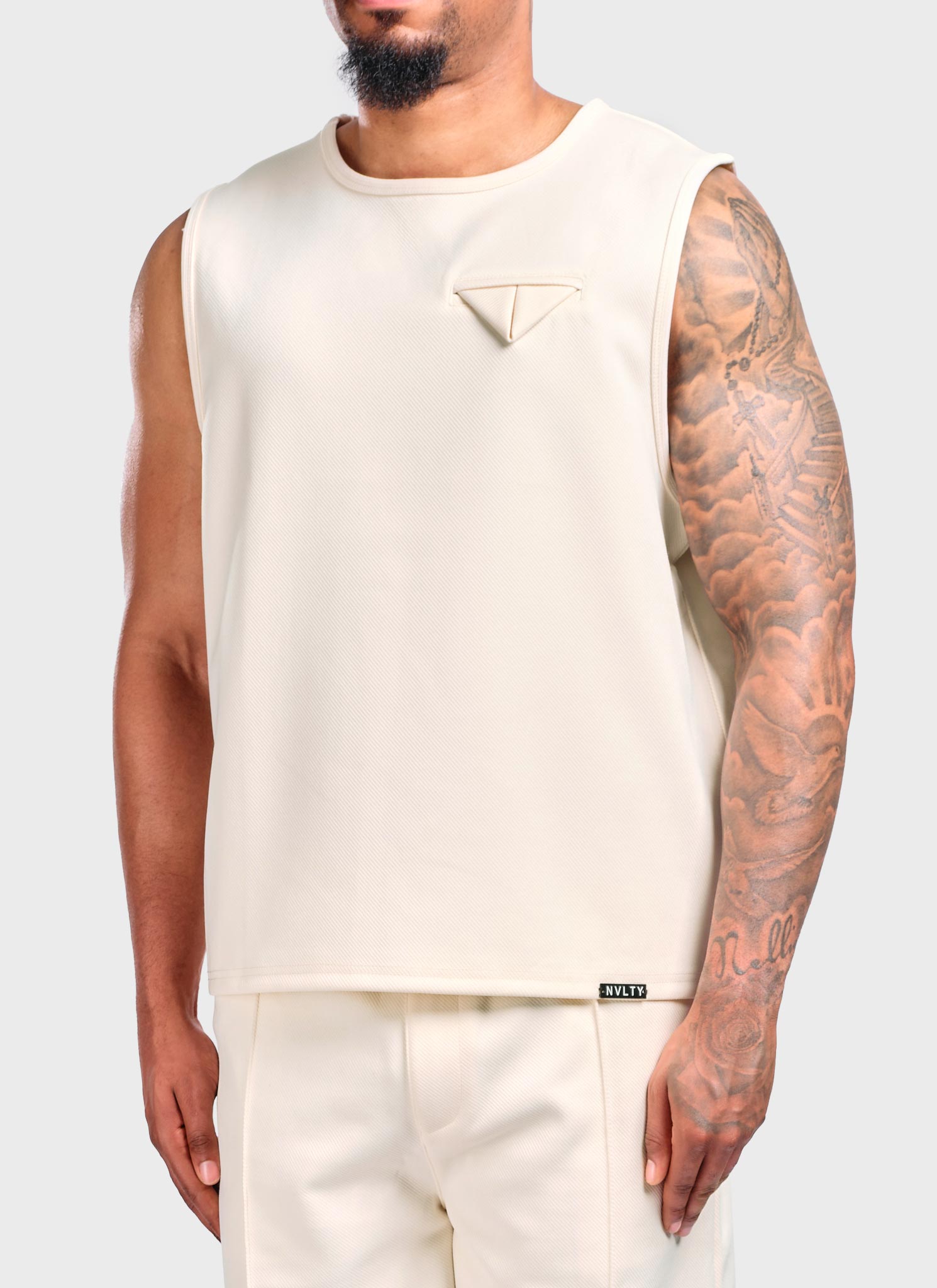 Twill Pocket Square Sleeveless - Ivory