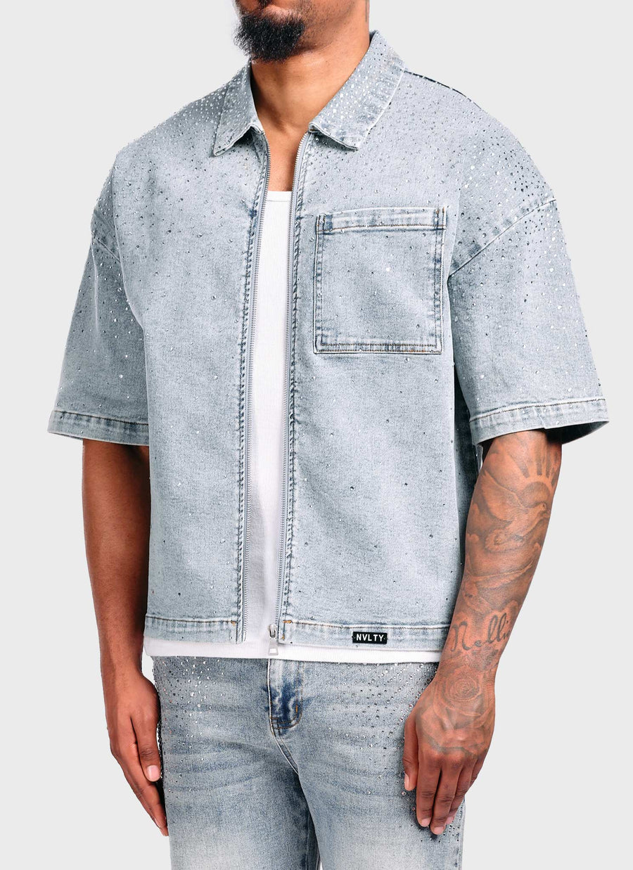 Vintage Flooded VVS Denim Shirt - Blue