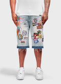 Vintage Patch Denim Shorts - Blue