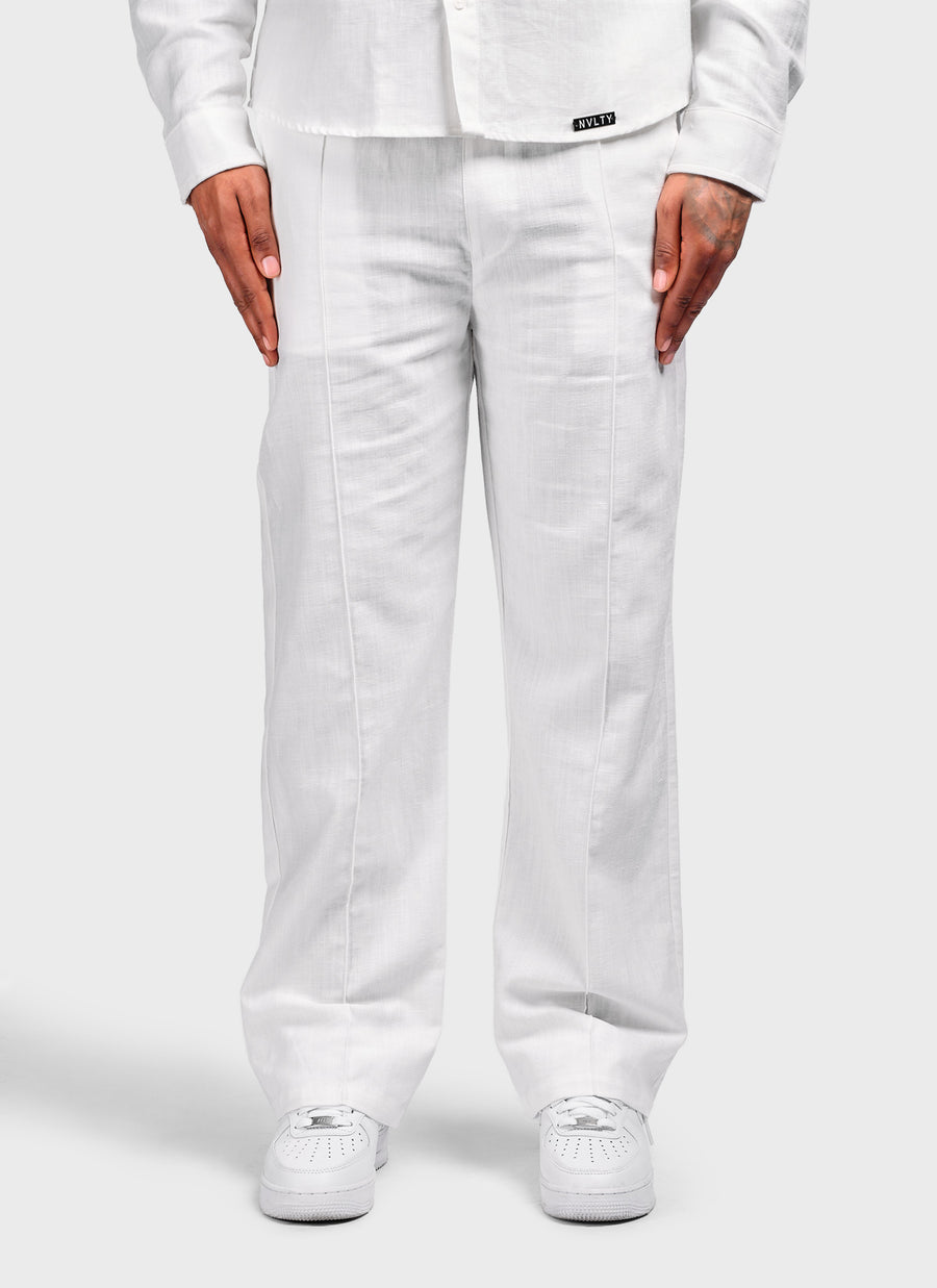 Linen Pleat Pants - White