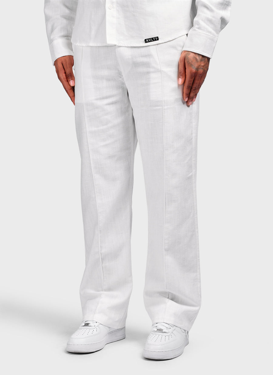 Linen Pleat Pants - White