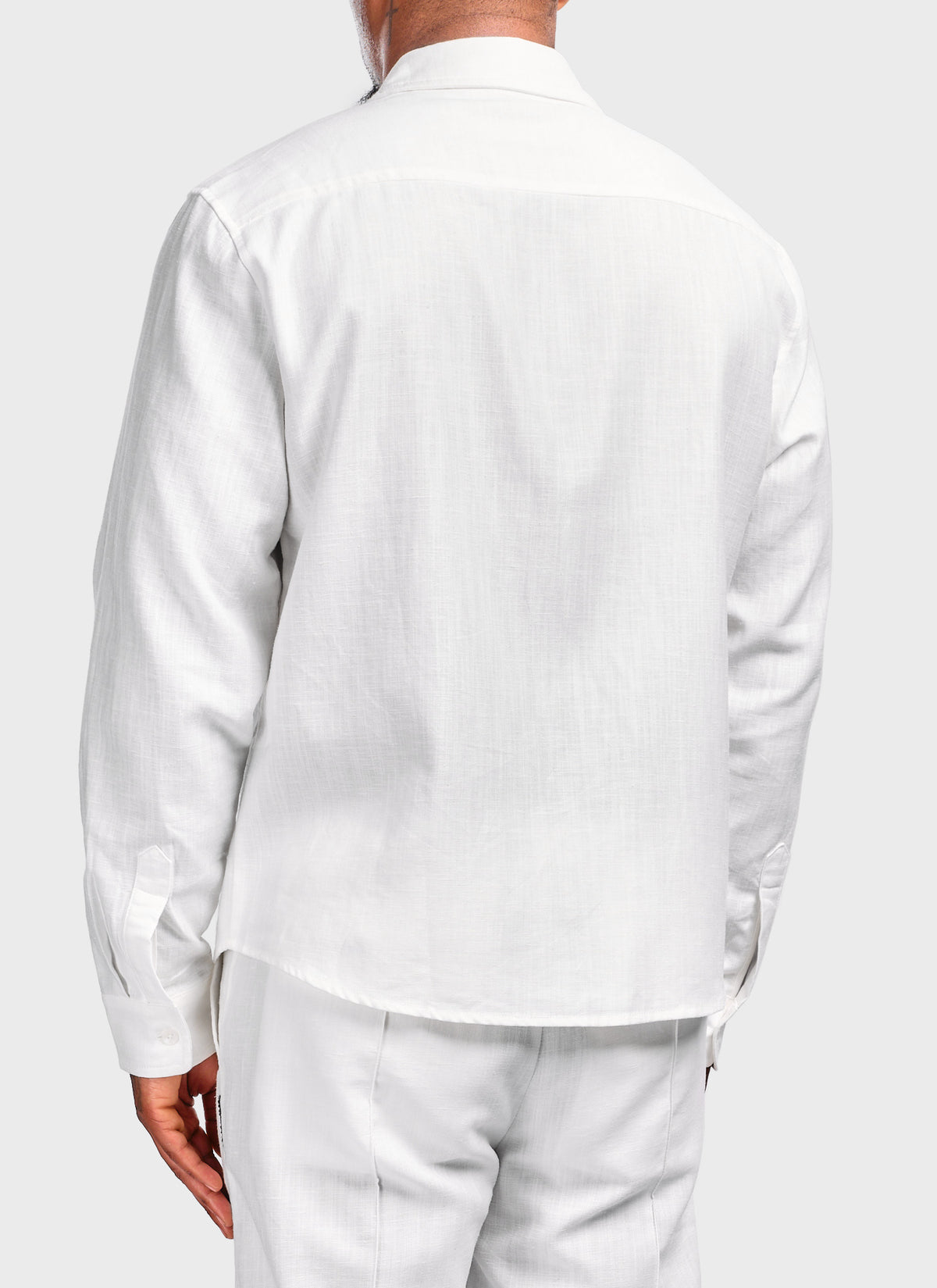 Linen Pocket Square Shirt - White