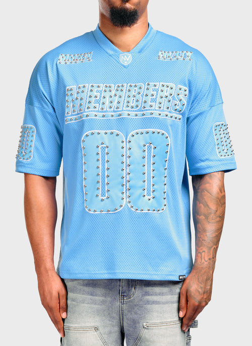 Members Studded Jersey - Baby Blue