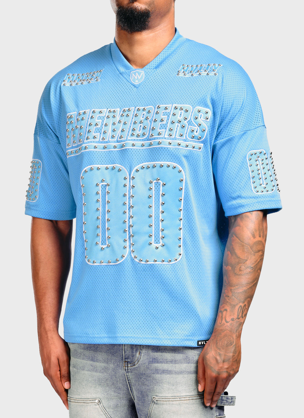 Members Studded Jersey - Baby Blue