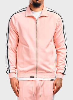 Panelled Luxe Track Jacket - Baby Pink