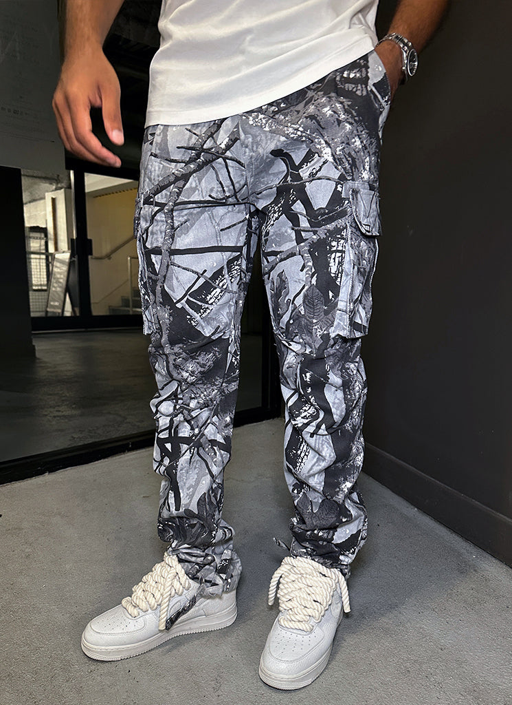 Gray Black Camouflage Vintage Cargo Pants