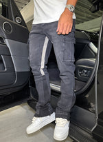 Vintage Flare Cargo Jeans - Black