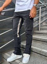 Vintage Flare Cargo Jeans - Black