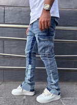 Vintage Flare Cargo Jeans - Blue