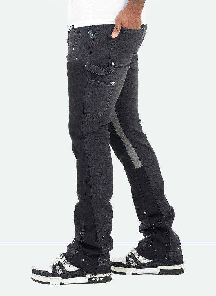 Vintage Flare Carpenter Paint Jeans - Black – N V L T Y