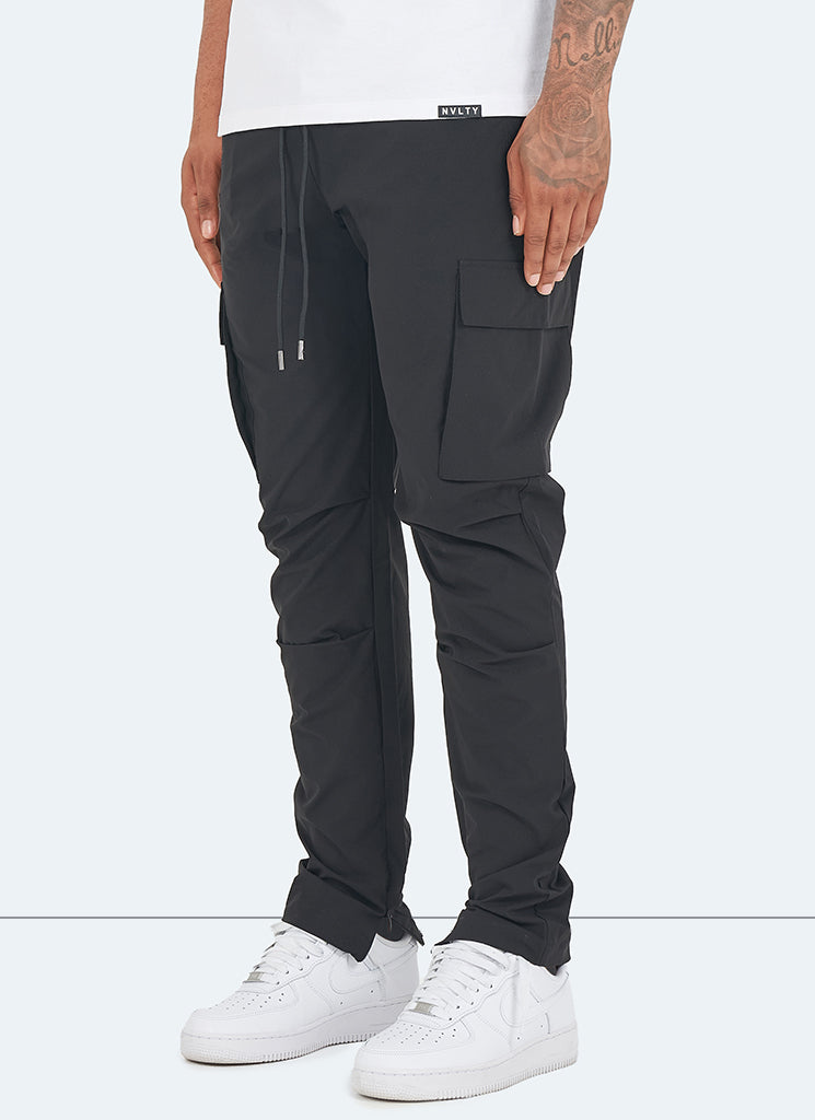 Cargo Zip Track Pants - Black