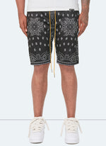 Paisley Mesh Shorts - Black