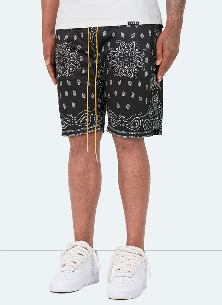 Paisley Mesh Shorts - Black