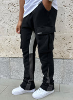 Vintage Flare Cargo Joggers - Black