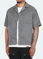 Nylon Open Collar Shirt - Charcoal Grey