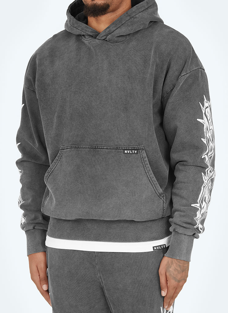 Vintage Crown Of Thorns Hoodie - Washed Black