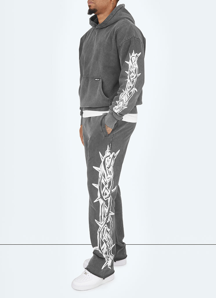Vintage Crown Of Thorns Hoodie - Washed Black