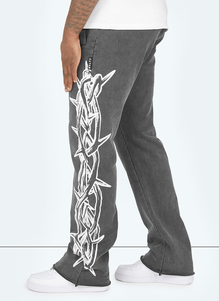 Vintage Flare Crown Of Thorns Joggers - Washed Black