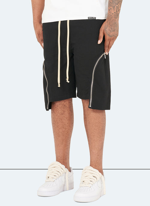 Vintage Zipper Cargo Shorts - Black