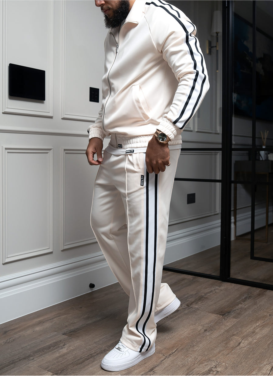 Panelled Luxe Track Jacket - Ivory