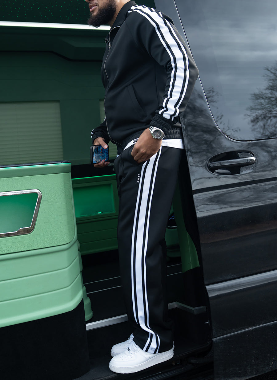 Panelled Luxe Track Jacket - Black