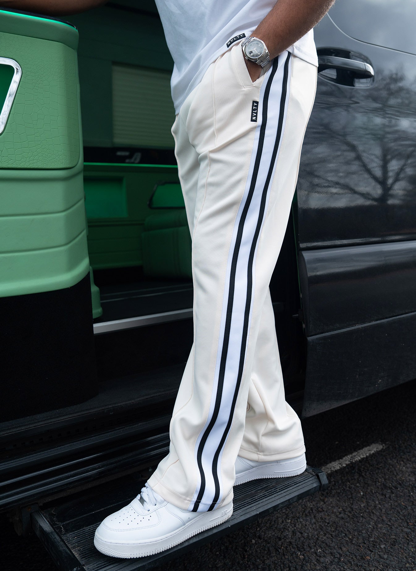 Panelled Luxe Track Pants - Ivory