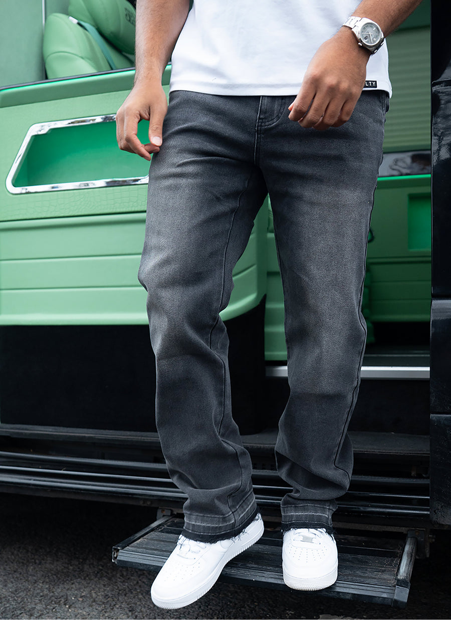Vintage Raw Hem Jeans - Black