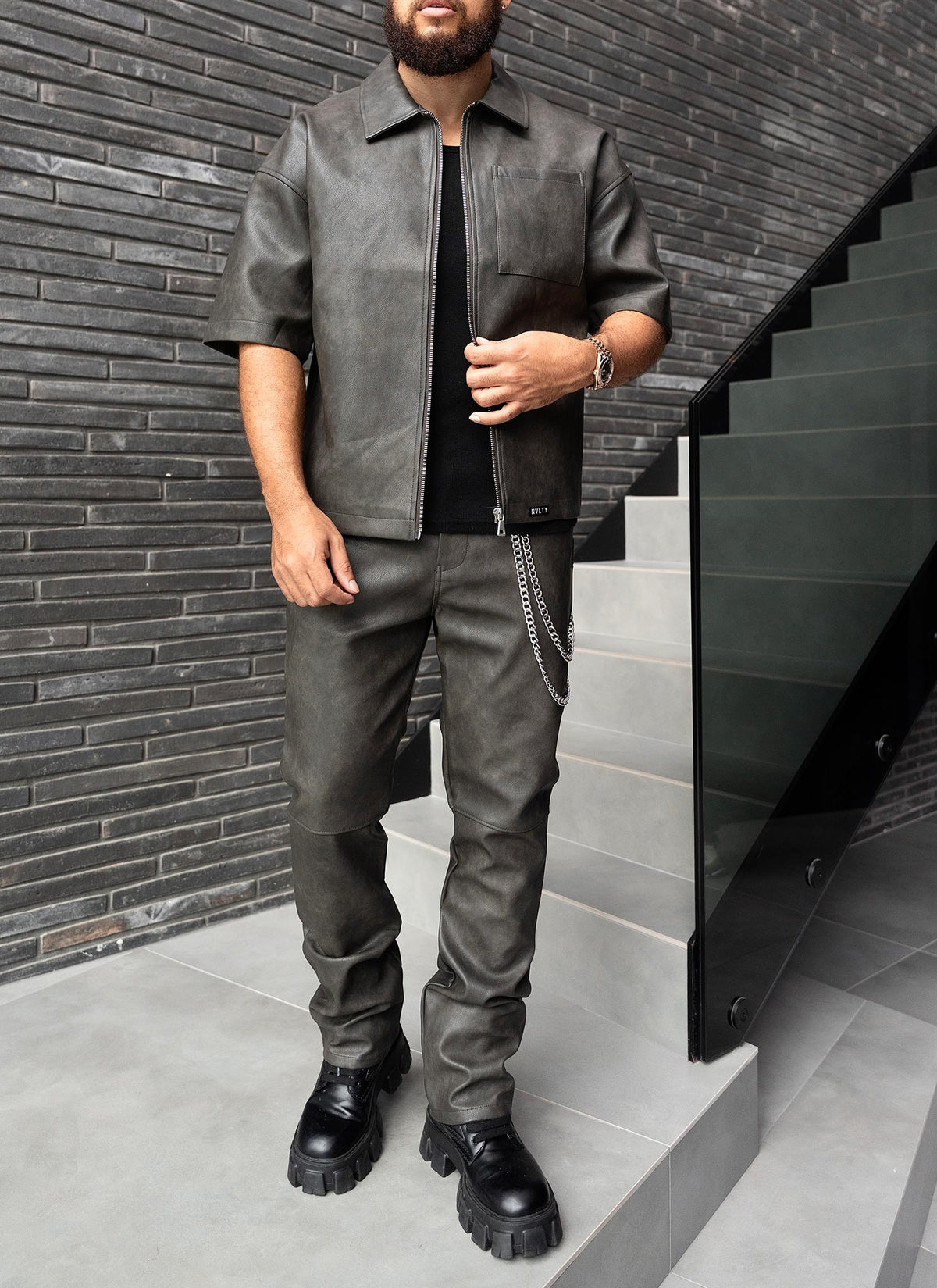 Vintage Heavyweight Leather Shirt - Black