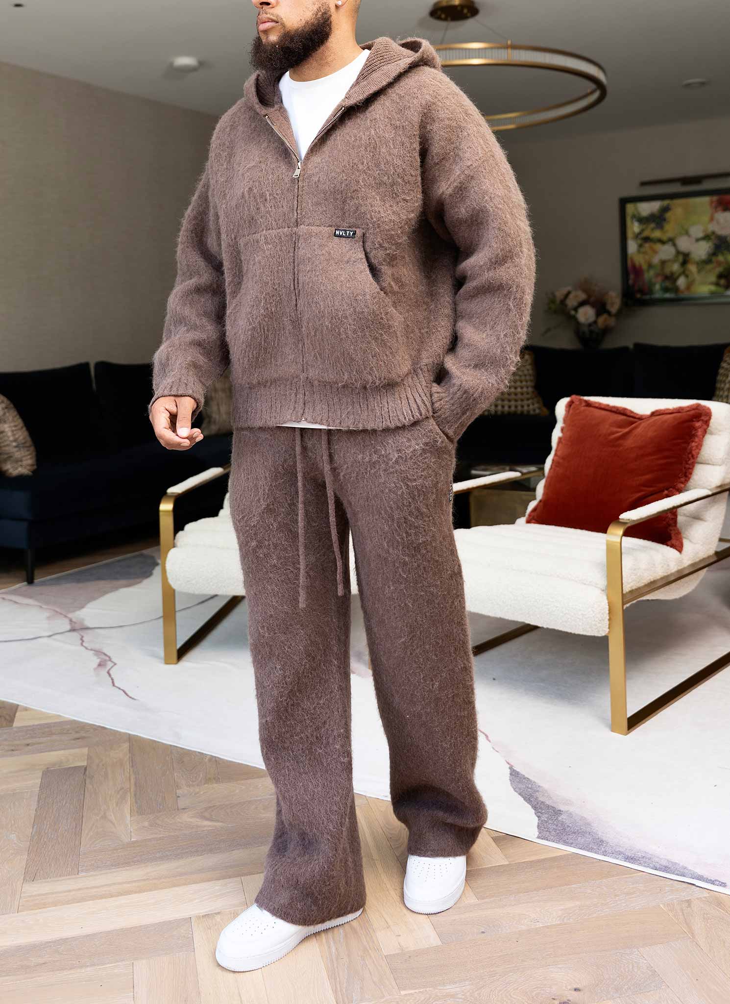 Mohair Zip Hoodie - Brown – N V L T Y Mohair Zip Hoodie - Brown – N V L T Y