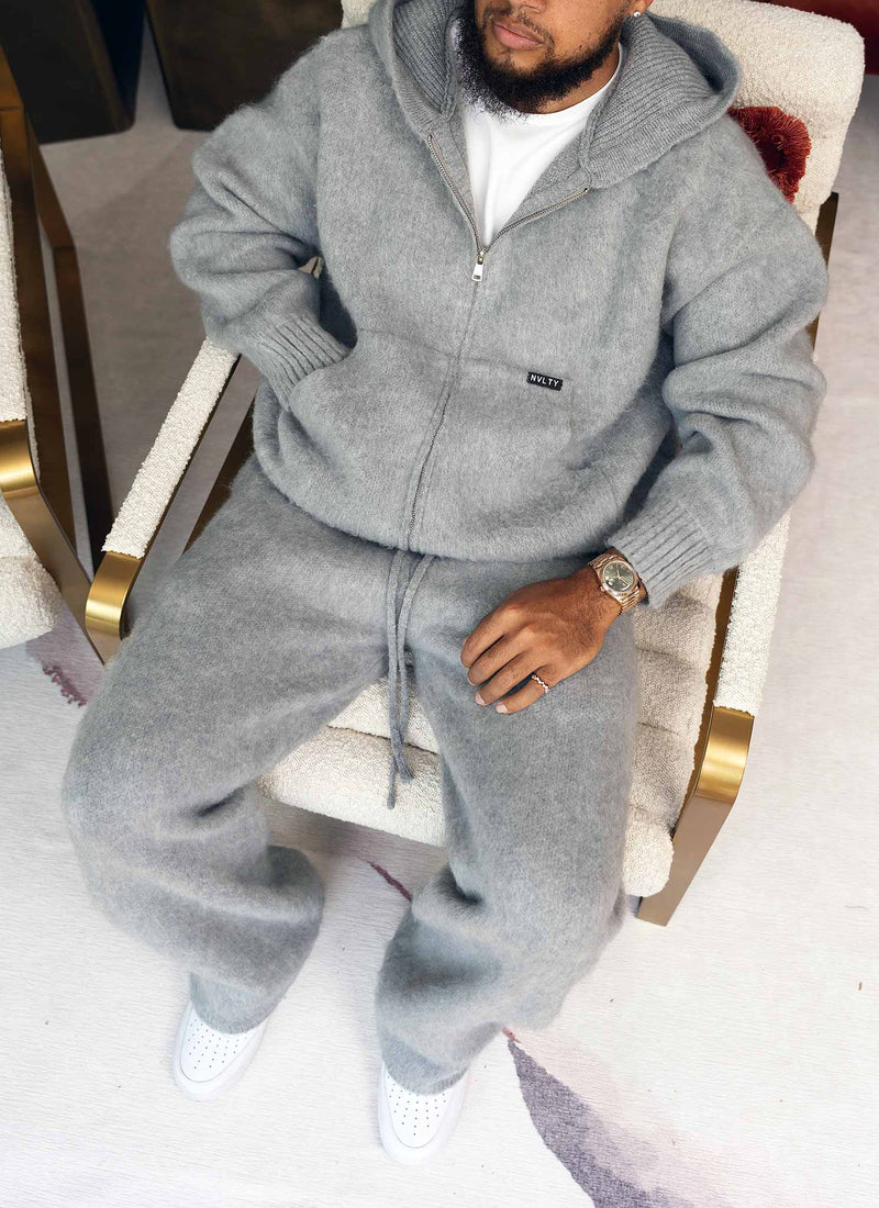 Mohair Zip Hoodie - Grey