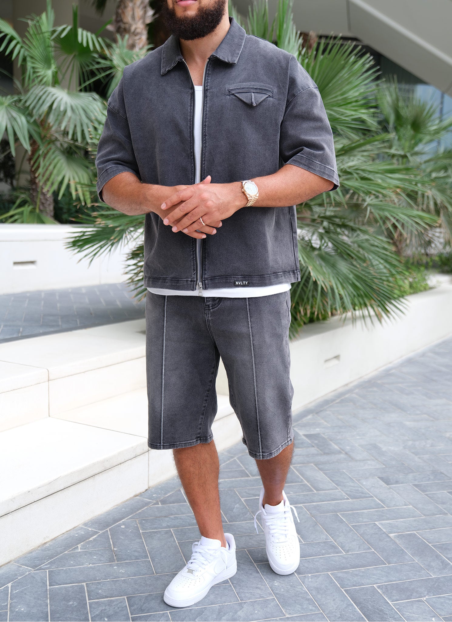 Vintage Pocket Square Denim Shirt - Grey