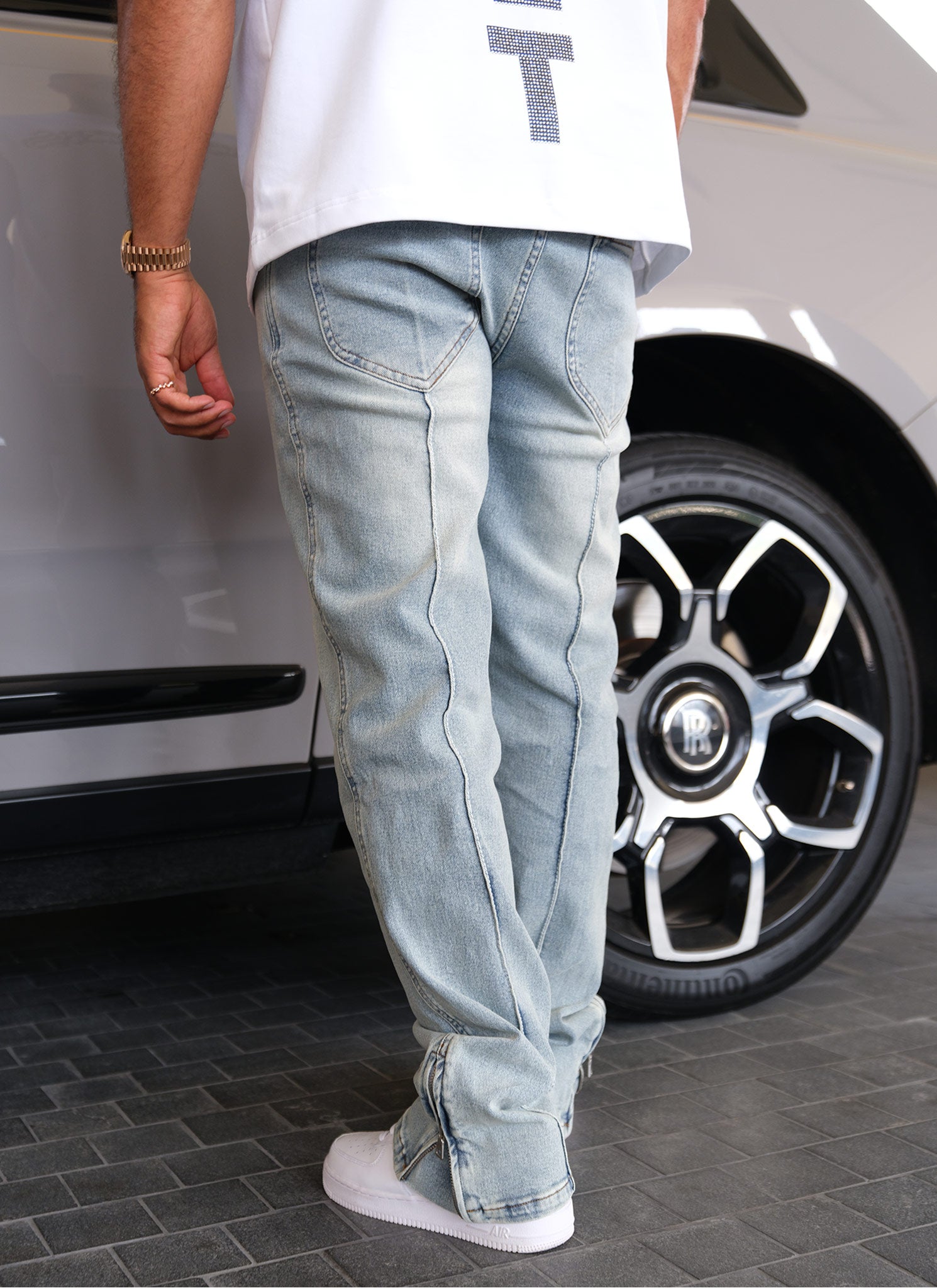 Vintage Pleat Jeans - Blue