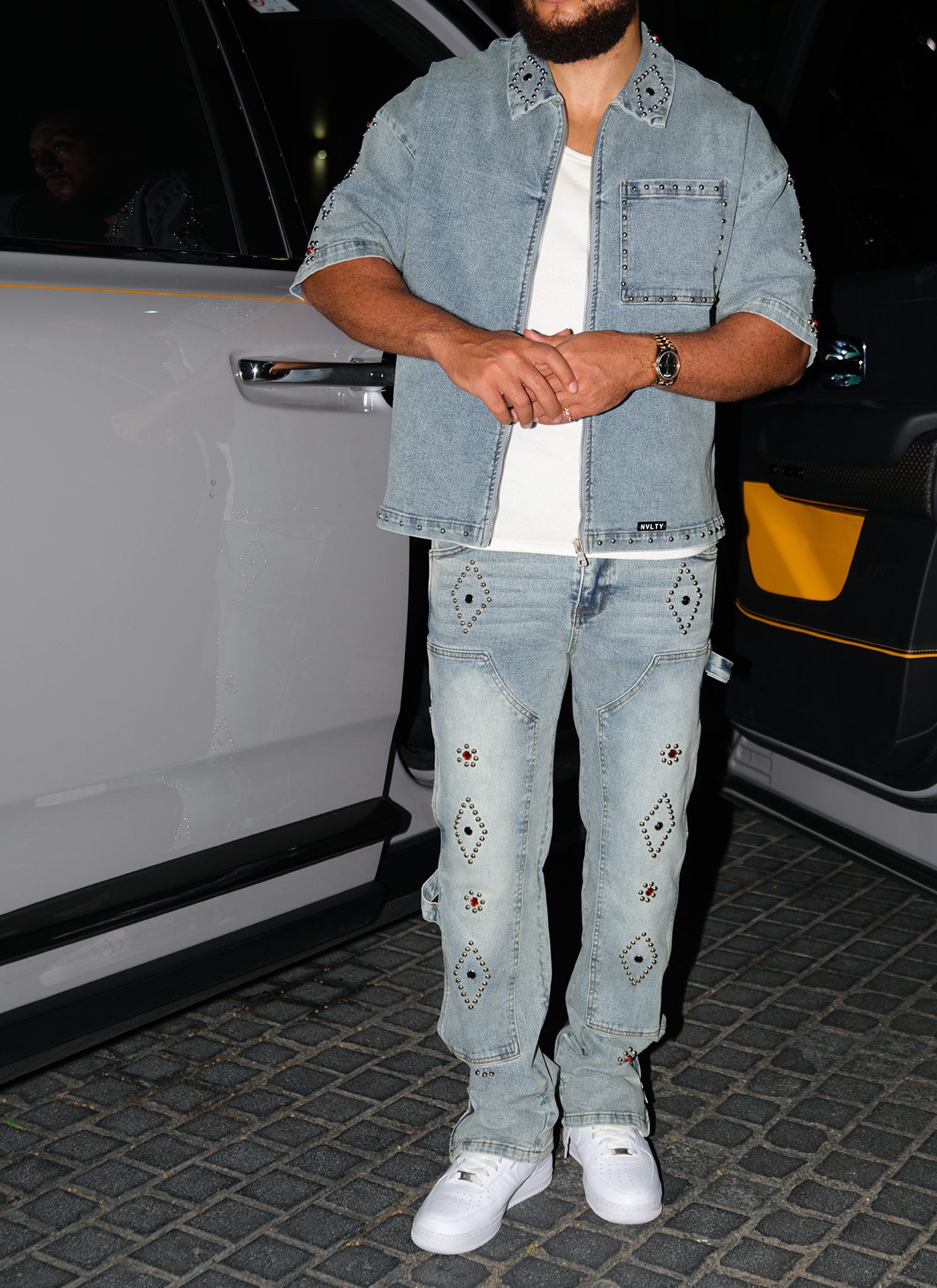 Vintage Studded Denim Shirt - Blue