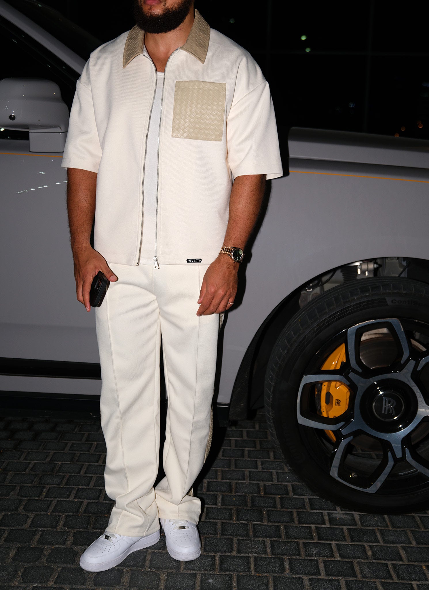 Twill Interlock Pleat Pants - Ivory