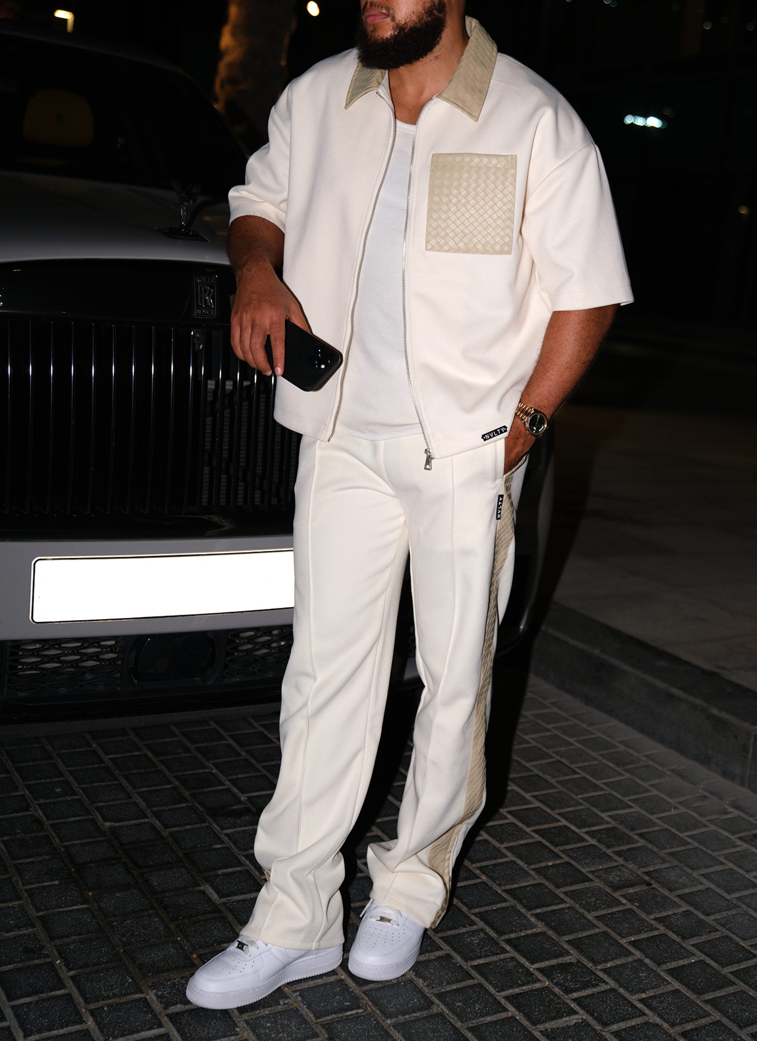 Twill Interlock Pleat Pants - Ivory