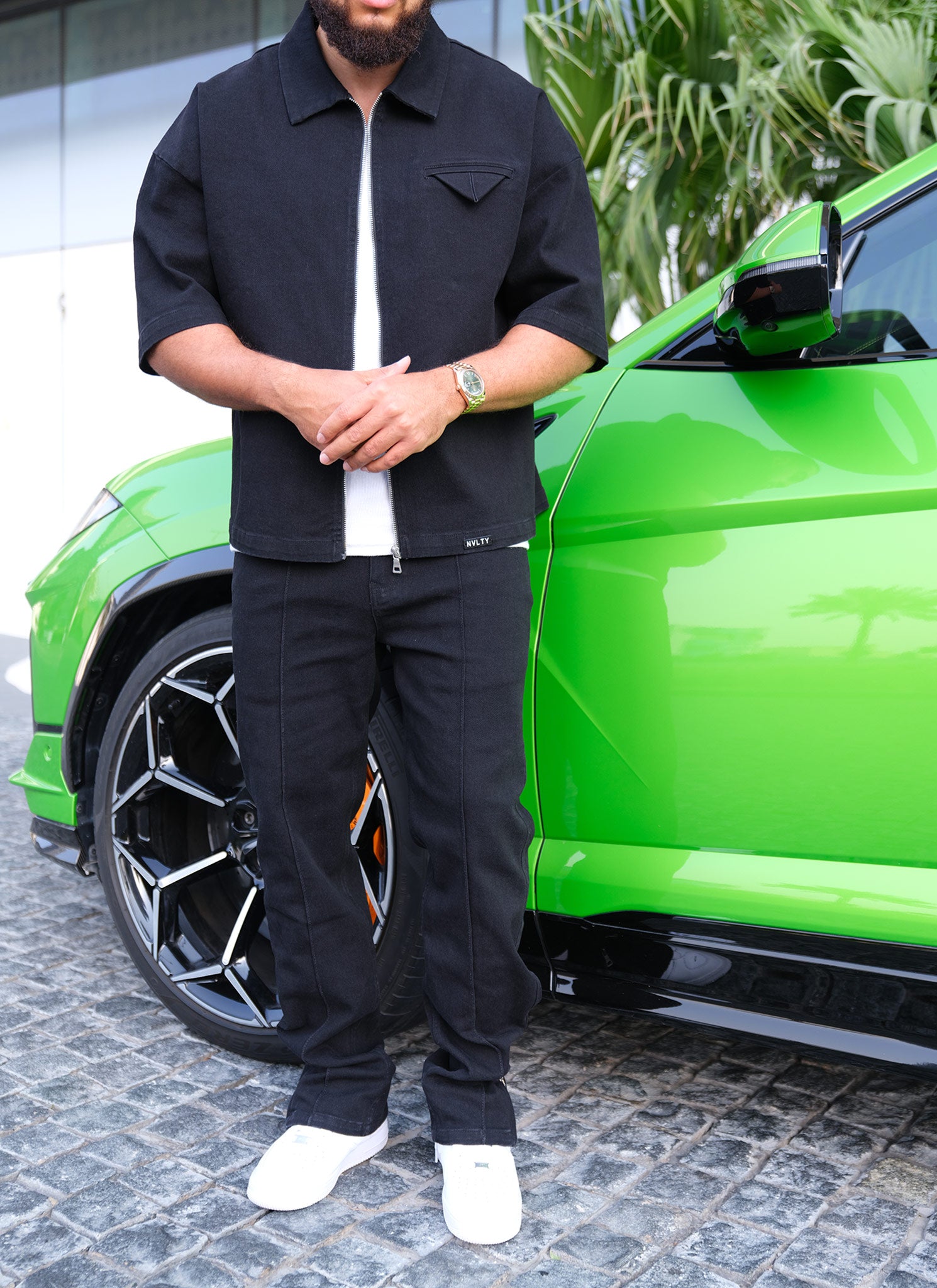 Vintage Pleat Jeans - Black