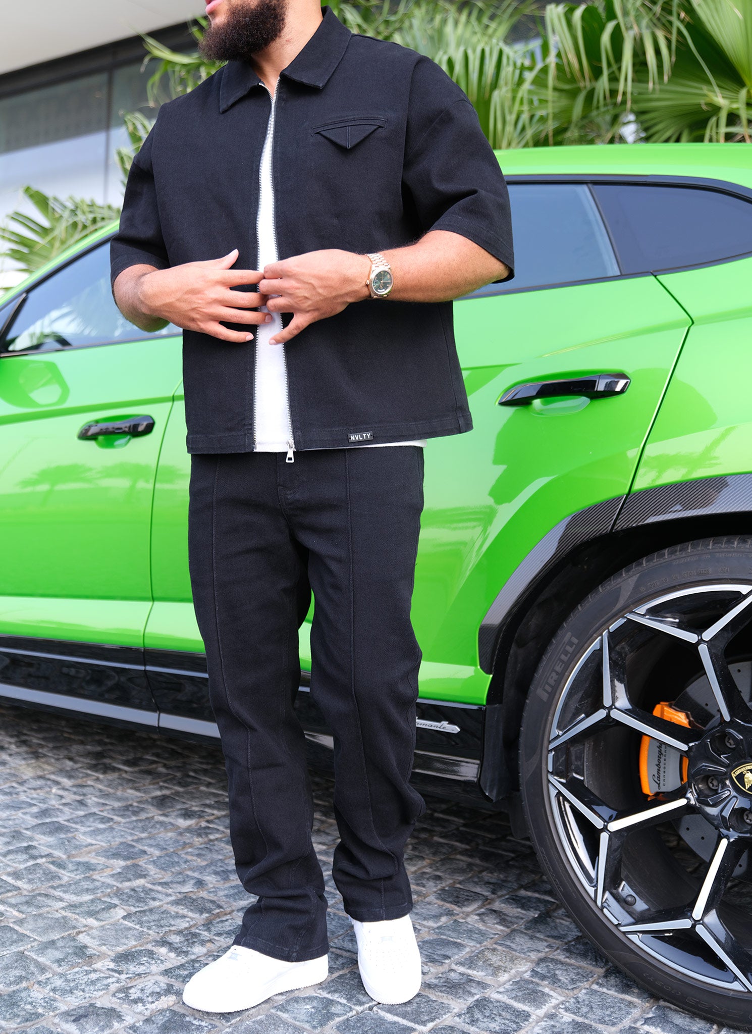 Vintage Pocket Square Denim Shirt - Black