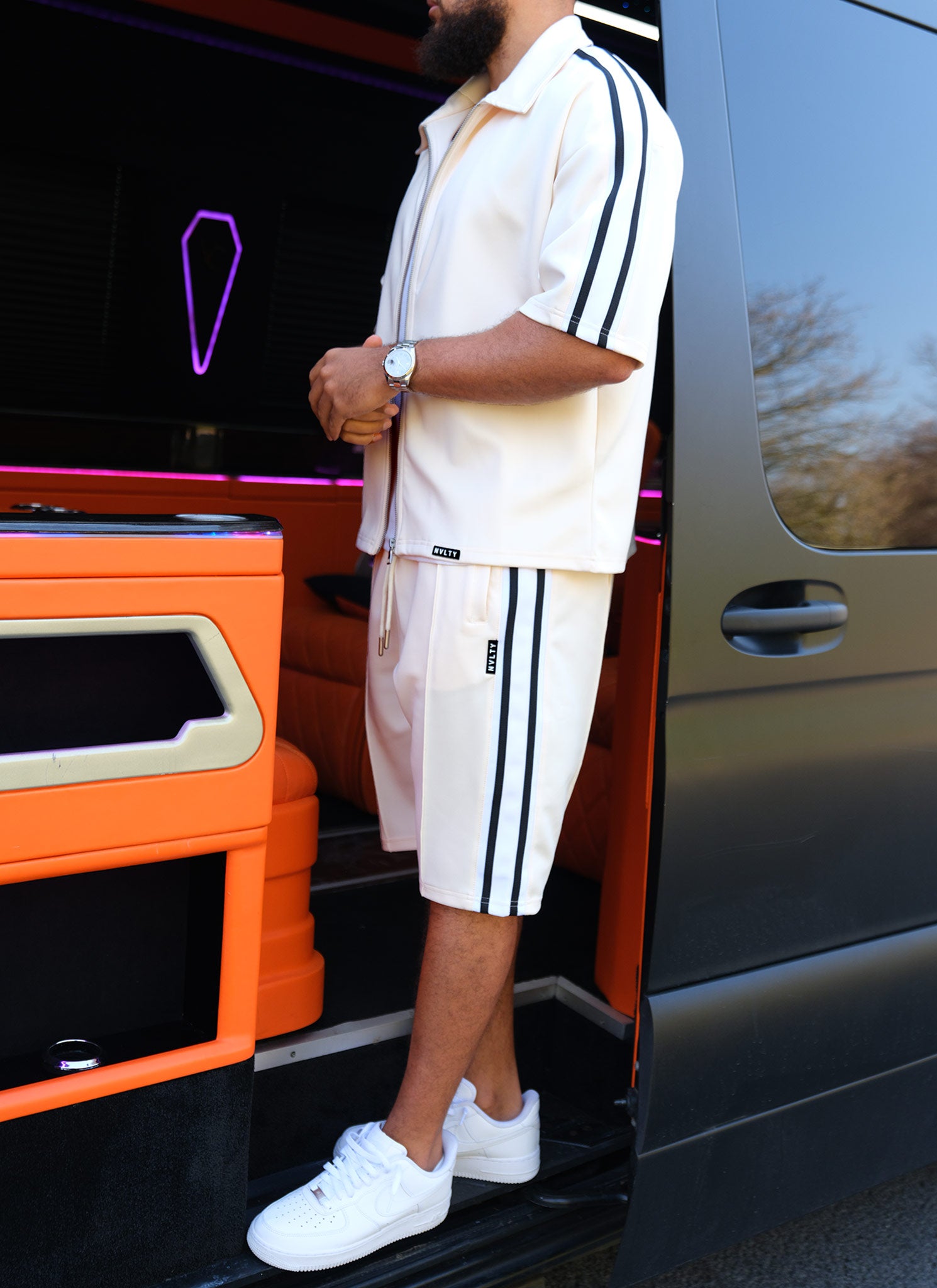 Panelled Luxe Track Shirt - Ivory